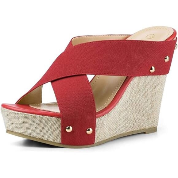 Allegra K Women's Platform Slide Wedge Sandals - Picture 8 of 8